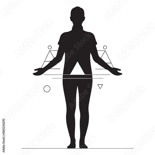 Spiritual Mind Body Balance Human Silhouette Vector Icon