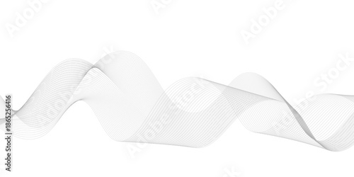 Vector curve wave line seamless pattern. Gray curved line for banner design and frequency sound wave line. Future technology concept.