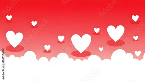Red hearts illustration and vector design create a romantic passion wallpaper pattern with red heart shapes for a happy Valentine Day greeting card or wedding celebration holiday decoration