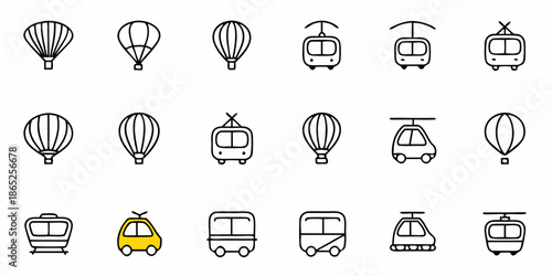 A Collection Of Different Types Of Unique Transpor SVG Line Icon Set – Editable Vector Icons