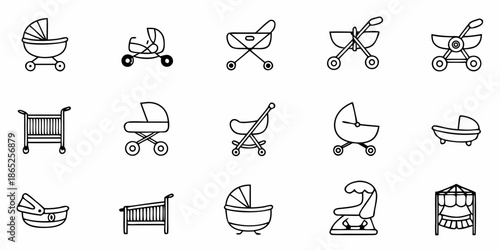 A Set Of Icons For Different Types Of Baby And Tod SVG Line Icon Set – Editable Vector Icons