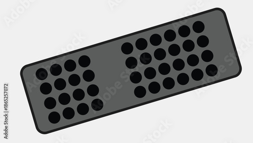 A minimalist vector graphic of a gray footrest with black holes for ventilation
