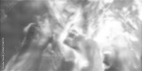 Grunge halftone gradient background. Faded grit noise texture. White and black sand wallpaper. Retro pixelated backdrop. Anime or manga style comic overlay. Vector graphic design textured template