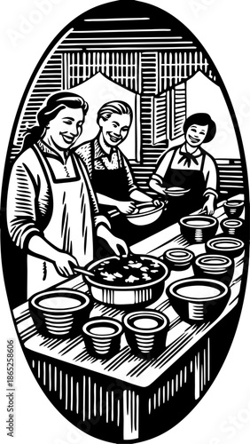 Cozy Soup Kitchen with Warm Meals and Volunteers