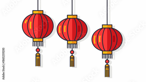 Traditional Chinese Red Lanterns Hanging