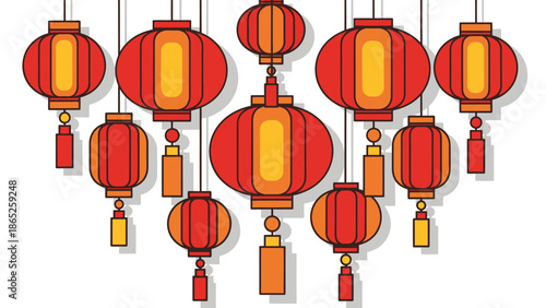 Red Chinese Lanterns Hanging Decoration