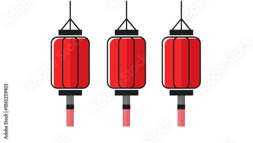 Traditional Chinese Red Lanterns Hanging