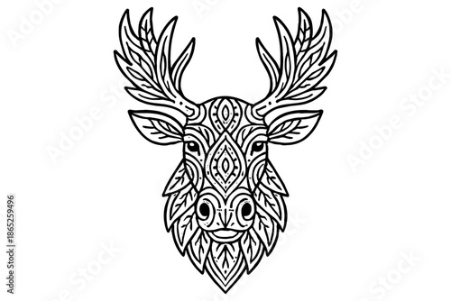 Moose Head,
Rustic Moose Head Artwork, Wildlife Vector Graphic Design