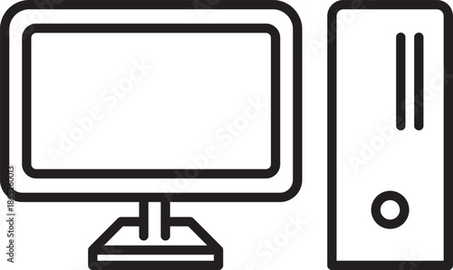 デスクトップパソコンのフラットアイコンイラスト
