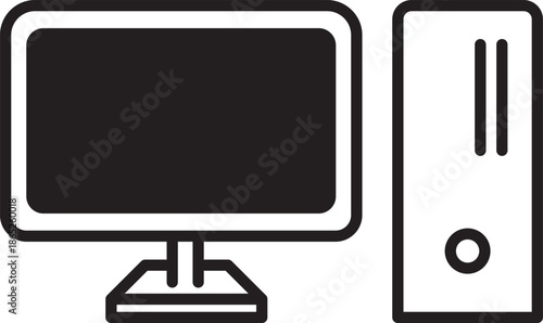 デスクトップパソコンのフラットアイコンイラスト
