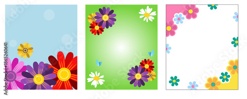 Spring of cards or posters for the spring holiday with a minimal pattern of flowers and leaves. Abstract floral background for Mother's Day, Women's Day March 8, birthday, Easter