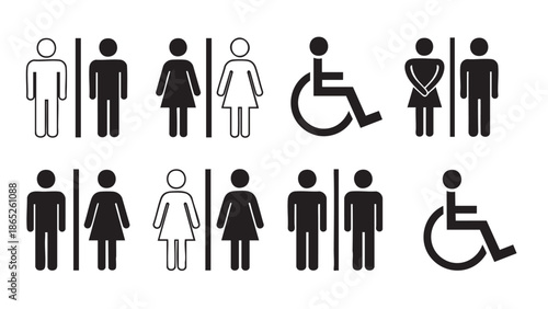 Diverse group of people and disability accessibility icons illustrated