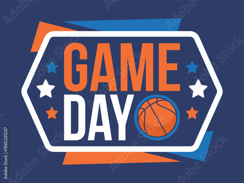 Game Day. Basketball playoff in March. Super sport party in United States. Final games of season tournament. Professional team championship. Ball for basketball. Sport poster. Vector