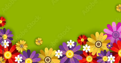 Spring background with beautiful flowers for sales or greeting cards or banners. Vector illustration.