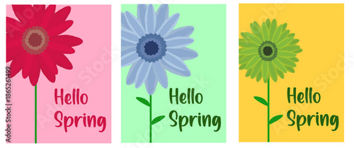 Spring of cards or posters for the spring holiday with a minimal pattern of flowers and leaves. Abstract floral background for Mother's Day, Women's Day March 8, birthday, Easter