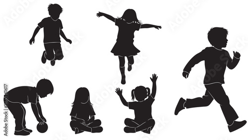 Group of people performing various dynamic movements and exercises