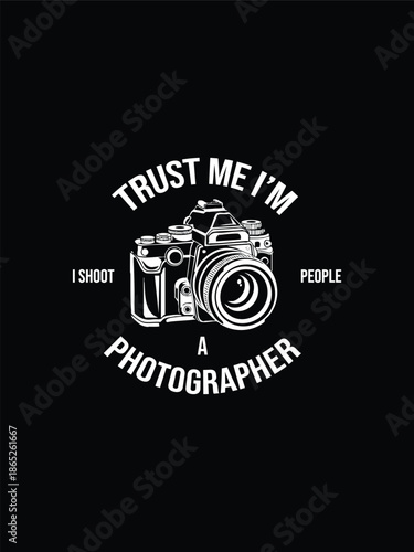 I Shoot People Funny Photographer Slogan with Camera Shutter Pun Illustration
