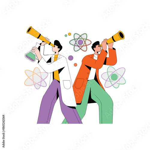 Scientists with Laboratory Tools Vector