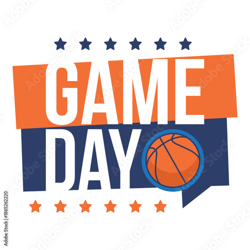 Game Day. Basketball playoff in March. Super sport party in United States. Final games of season tournament. Professional team championship. Ball for basketball. Sport poster. Vector