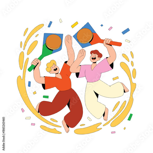 Joyful Pancake Day Kitchen Scene Vector