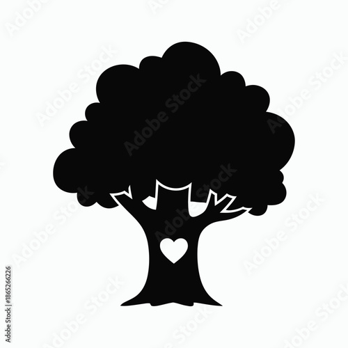 Tree with heart silhouette