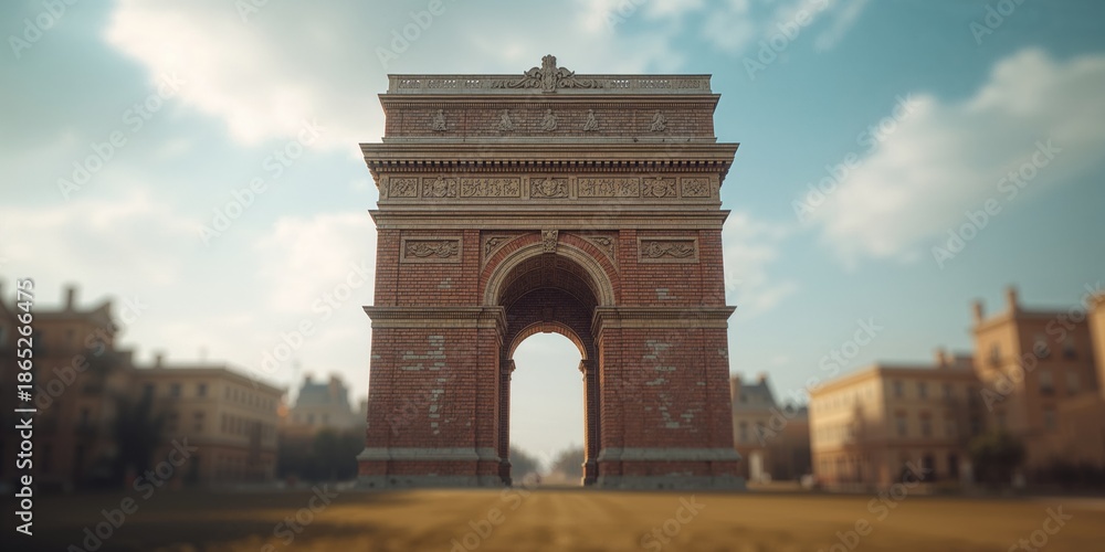 Fototapeta premium Solid stone brick architecture highlighting structural resilience, Earth Day