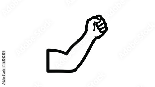 A simple black and white illustration of a raised clenched fist