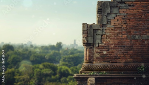 Ruined city wall at Sukhothai historical park in Thailand, showcasing archaeological significance and cultural preservation