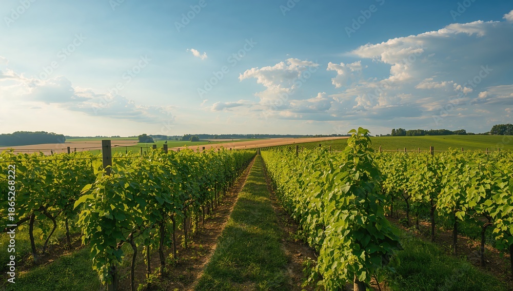 Obraz premium Humulus lupulus in a hop farm, emphasizing crop growth and seasonal change, Earth Day