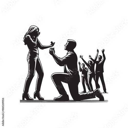 Romantic Proposal Scene Illustration