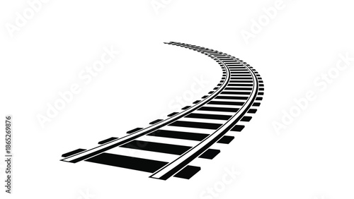 Curved railway track illustration against a plain white background