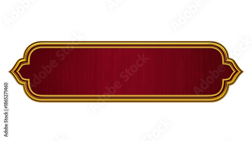 Textured Red Banner With Ornate Gold Frame ribbon golden isolated on a transparent background