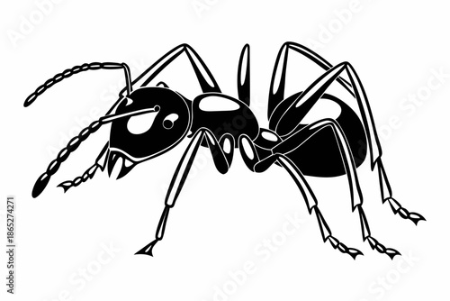 Stylized Black Ant Insect Vector Illustration