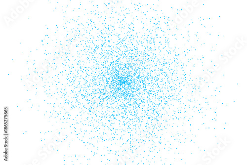 Swirling pattern of vivid blue particles forming a central light on a dark background isolated on transparent background
