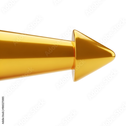 Golden Bullet Tip Isolated on White Background Close-up