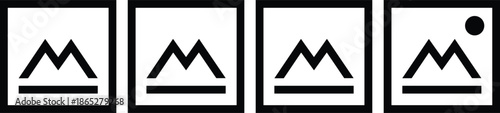 Landscape photo image gallery icon set mountain picture placeholder ui symbol black white