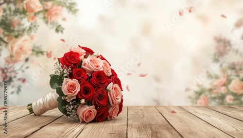 Wedding-themed backdrop with floral patterns suitable for celebration layouts