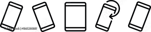 Mobile phone rotation and orientation icon set illustrating screen flip, device turn, and auto rotate function for UI UX design