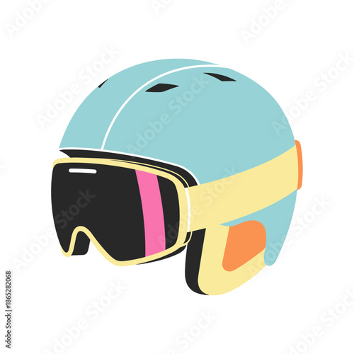 Ski helmet with colorful goggles in modern design  