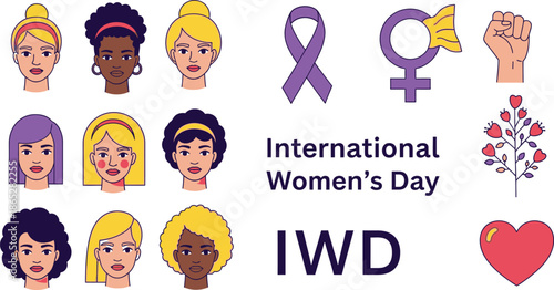 Colorful Diverse Women Portraits International Womens Day diversity faces