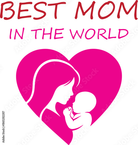 Happy mothers day best mom in the world isolated on transparent background