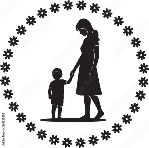 Happy mothers day silhouette isolated on transparent background