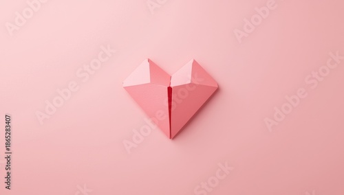 Pink paper shaped into a heart, used as a decorative element for love-themed layouts, Valentine's Day