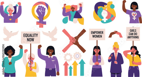 Colorful Flat Celebrating Gender Equality and Empowerment women diversity