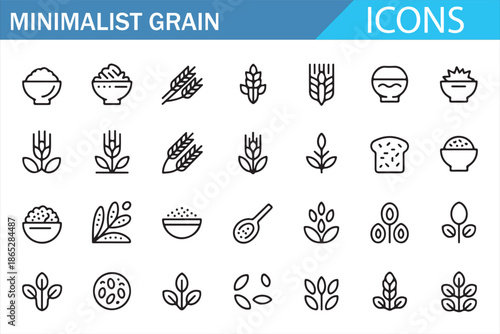 Grain Food Symbols Icon Collection Minimal Vector