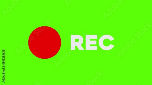 Text animation indicating an active recording process on a green screen background, designed for video editing, chroma key compositing, alert overlays, digital notifications, and contemporary motion g