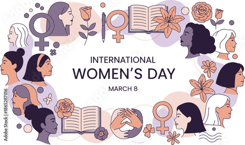 Colorful International Womens Day with Diverse Women diversity celebration