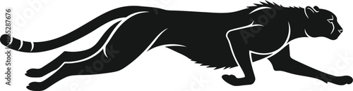 Black silhouette of a cheetah running dynamic animal shape