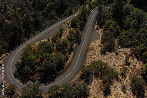 Overhead view of roadway in the summer time in Hood river