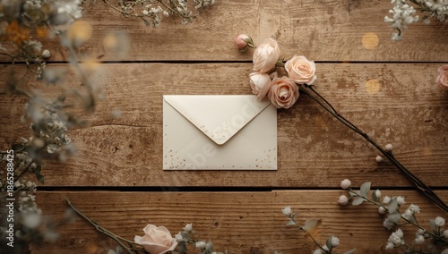 Envelope with heart and flowers, featuring decorative elements for expressing affection, ideal for romantic correspondence